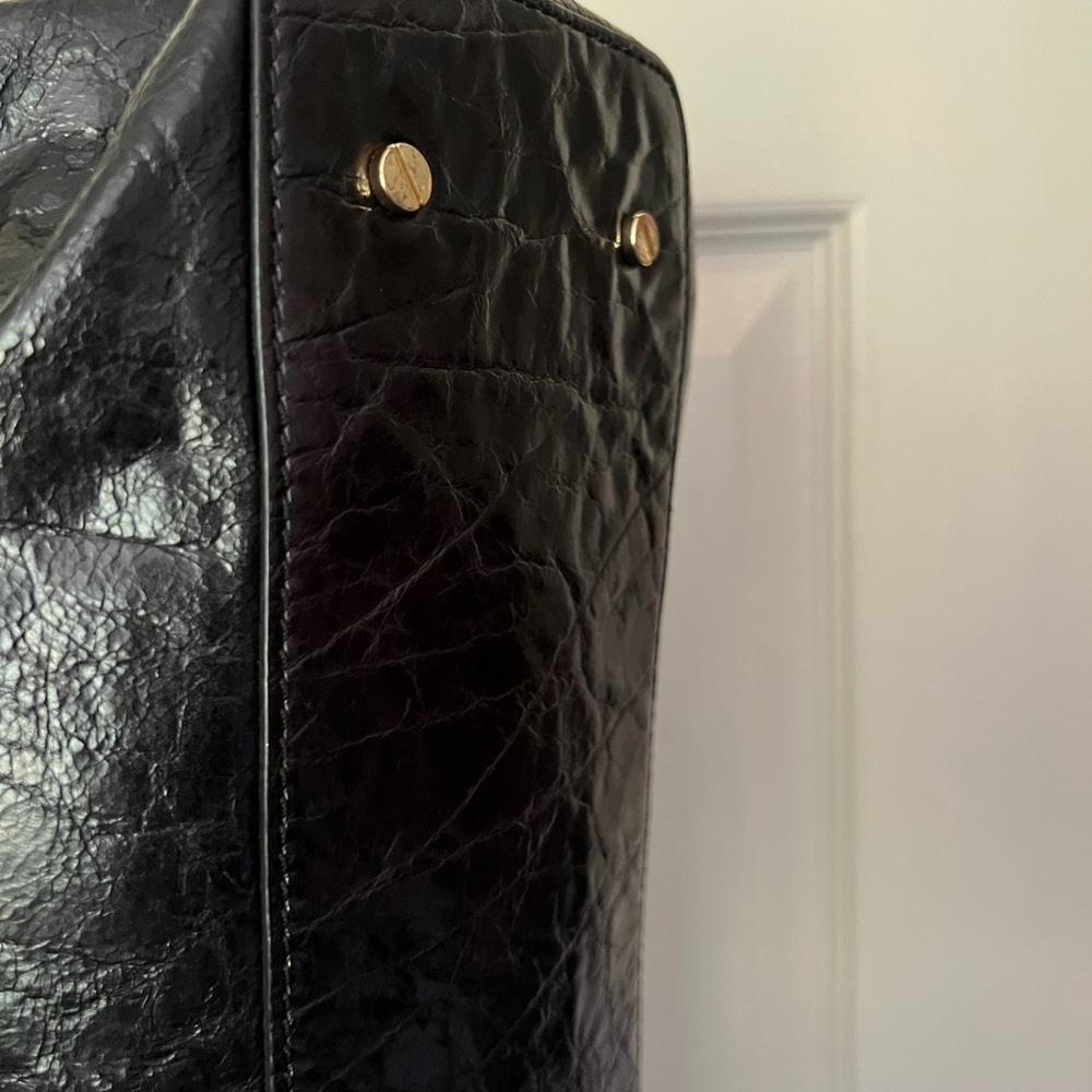 Tory Burch Satchel. Large. Black. Leather18” W by 9.5”H.4” Depth. 8” Bag Handle. - Picture 6 of 15